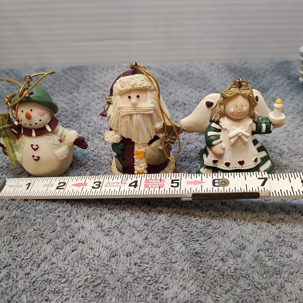 Old World Style set of 4 ceramic Christmas Ornaments santa snowmen angel - Picture 6 of 10